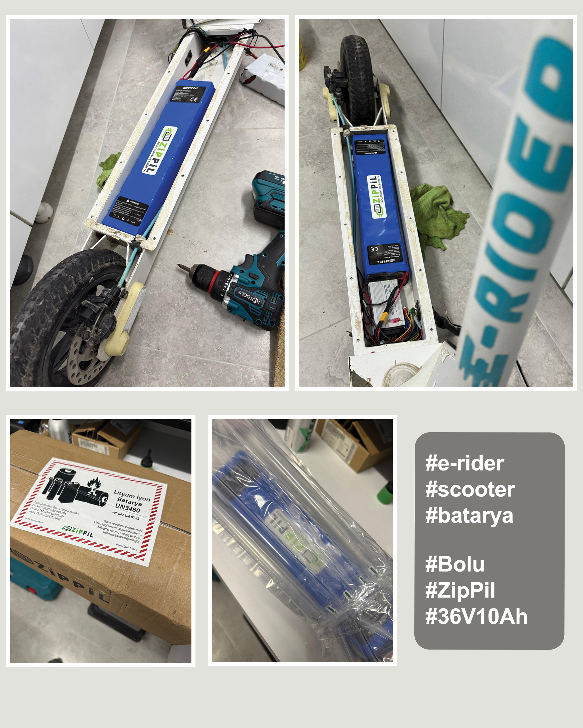 2025 numan bolu erider scooter zippil batarya kullanıcıları