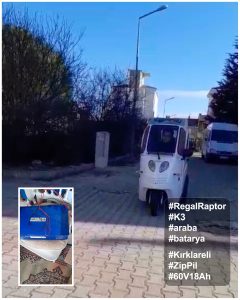 2026 saime kırklareli regal raptor k3 zippil batarya kullanıcıları